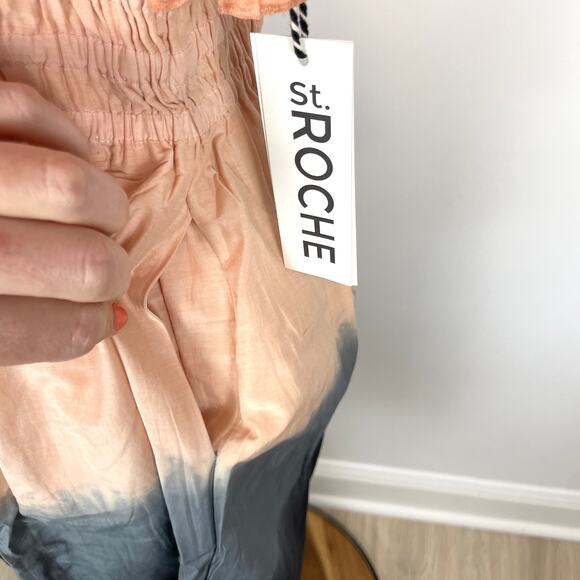 St. Roche Monarch Silk Dip Dye Mini Dress In Praline Wild Rose Black Size 10 New - Picture 11 of 15